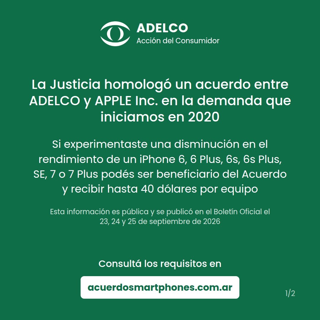 ACUERDO ENTRE ADELCO Y APPLE POR UNA ACCIÓN COLECTIVA INICIADA EN 2020