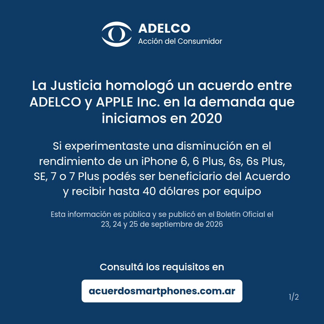 ACUERDO ENTRE ADELCO Y APPLE POR UNA ACCIÓN COLECTIVA INICIADA EN 2020